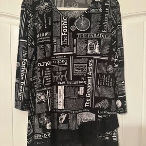 Black and White Graphic Print Women's Top